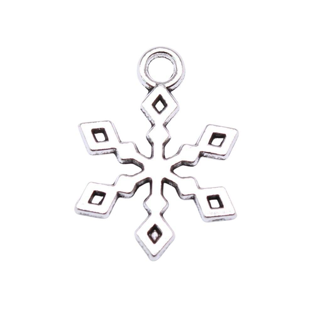 

40 шт. ожерелье-подвеска в виде снежинки для женщин, цвет античное серебро, 19x14 мм