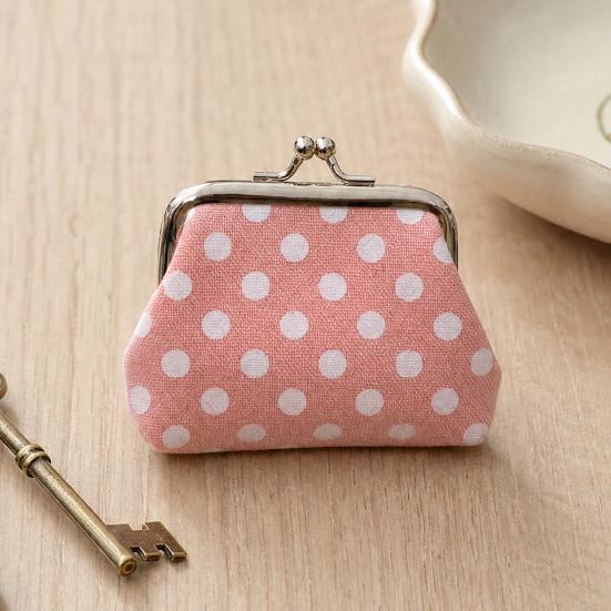 Punktmuster Münzbörse, Damen Canvas Kleingeldbörse, Kussverschluss Beutel für Bargeld Münzen Karten Schmuck Ohrhörer