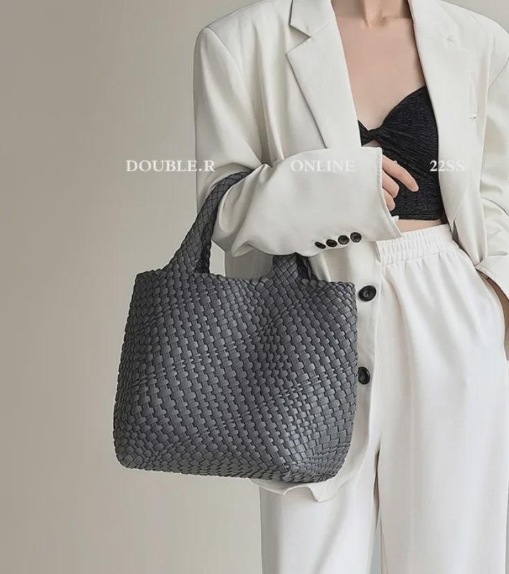 Geantă Tote și de Umăr Mare, Țesută Manual pentru Femei, 2024, cu Design Mamă și Copil