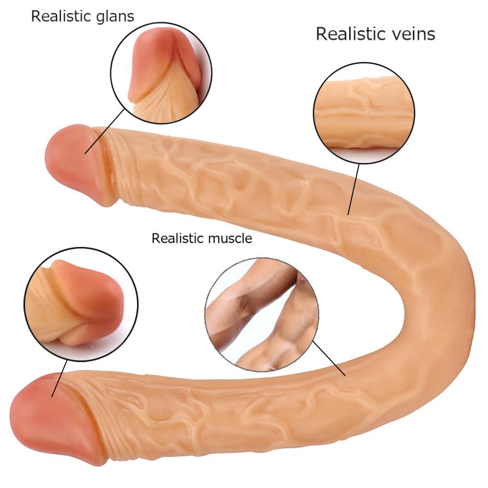 MoDi 4 Shapes Double Head Dildo Long Realistic Double Ended Flexible Penis for Women Masturbator Sex Toys for Lesbian Gay