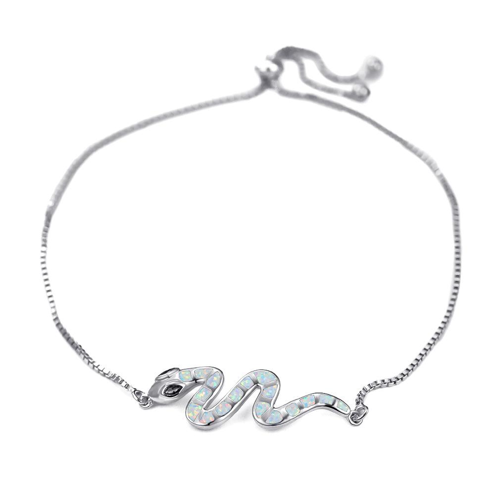 Rose Gold Blue White Green Eyed Snake Drawstring Womens Versatile Bracelet