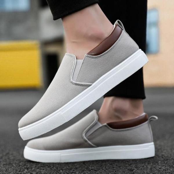 Men's Casual Slip-on Shoes White Flat Shoes All-match Street Shoes