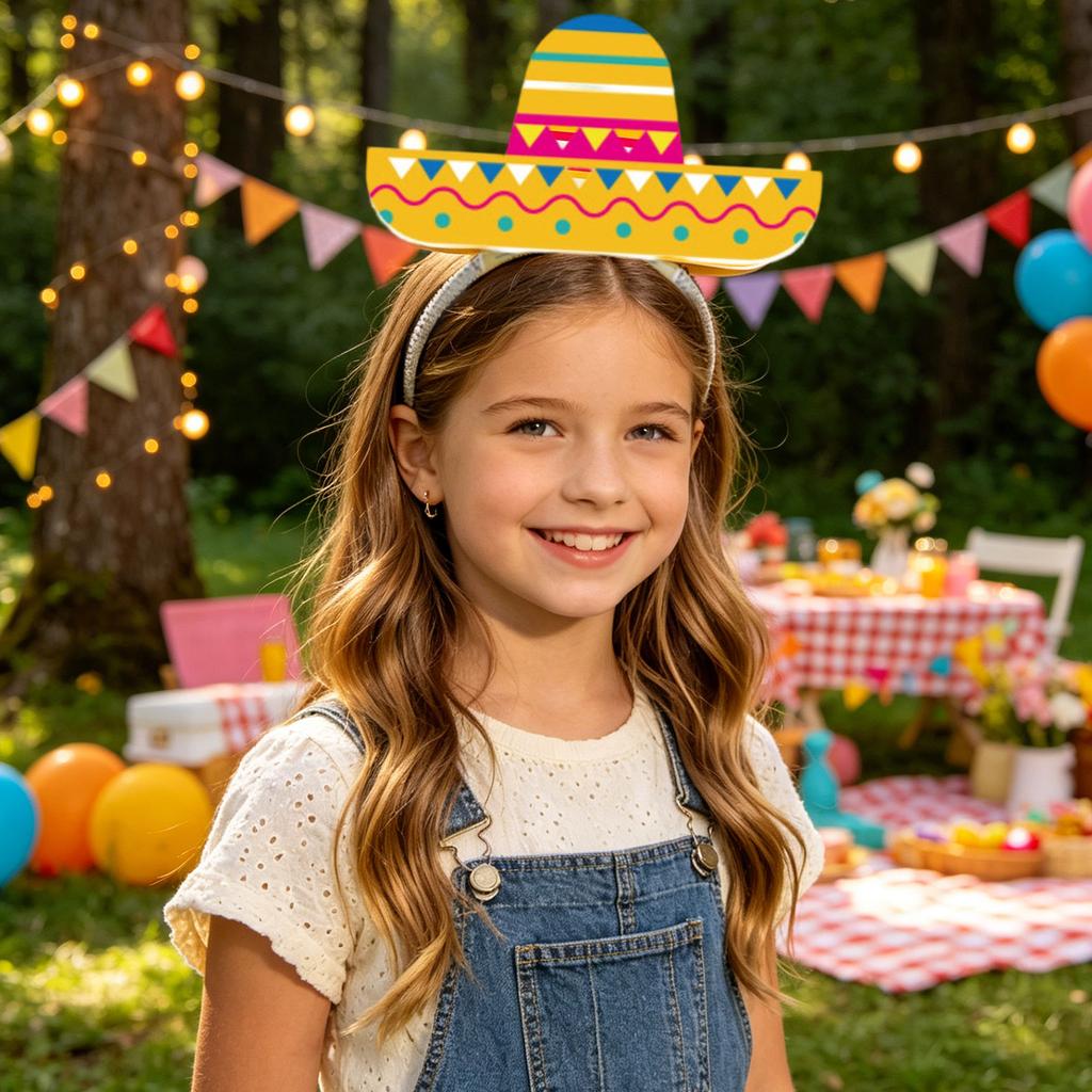 Mexicaans Thema Papieren Hoofdbanden voor Kinderfeest Decoraties Set van 6 Sombrero Stijl Papieren Hoofdbanden voor Kinderen Festival Kostuum Accessoires