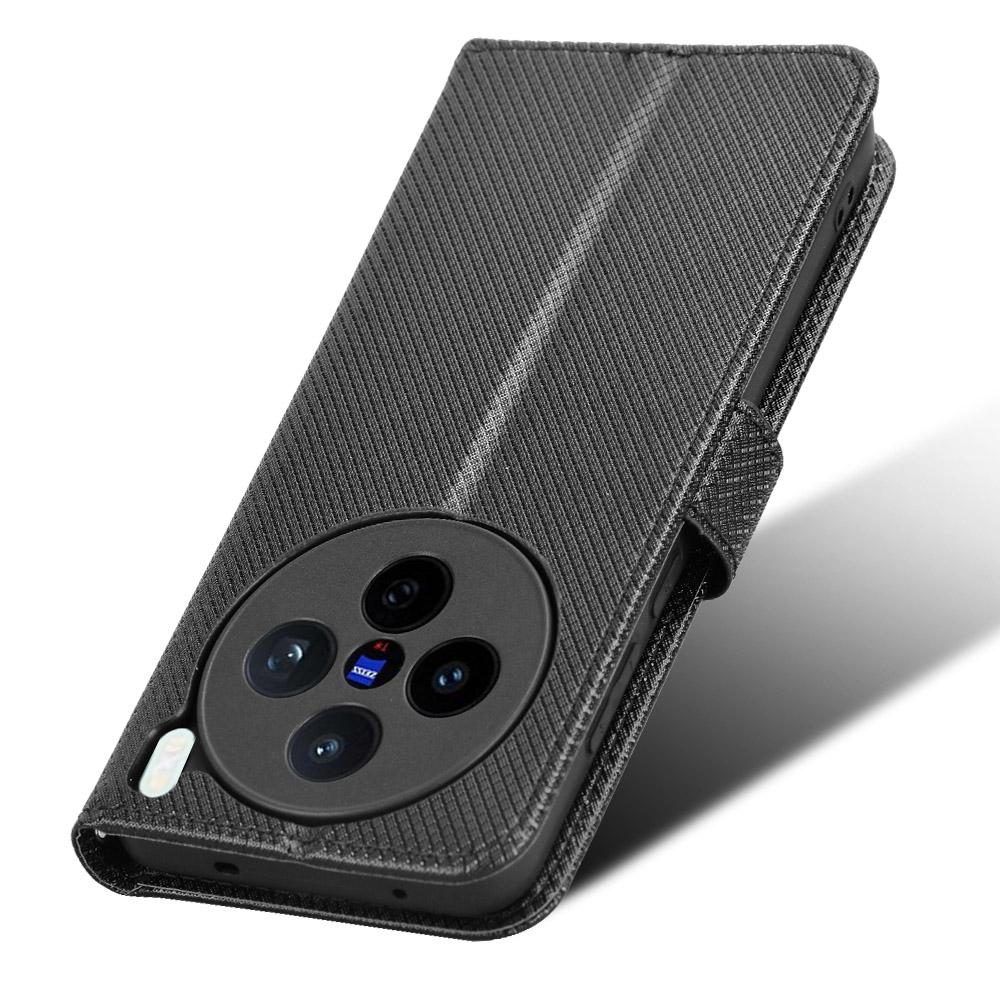 For vivo X200s 5G Leather Wallet Case with Strap Diamond Texture Phone Cover