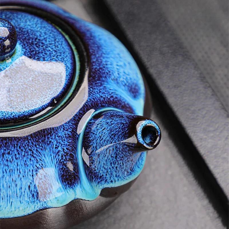 Ceramic Tea Pot and Cup Set Teaware Kung Fu Tea Set Jun Kiln Change Teapot and Tea Cup Alluvial Gold Chinese Tea Set Cup