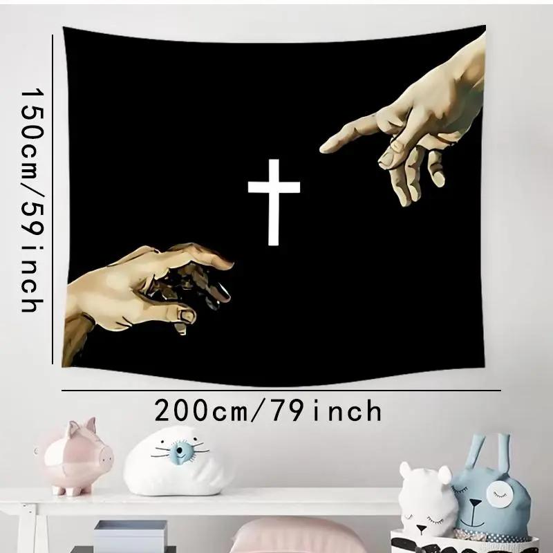 Gothic Christ Cross Tapestry Art Wall Hanging Bedroom Dormitory Studio Aesthetics Polyester Wall Decoration