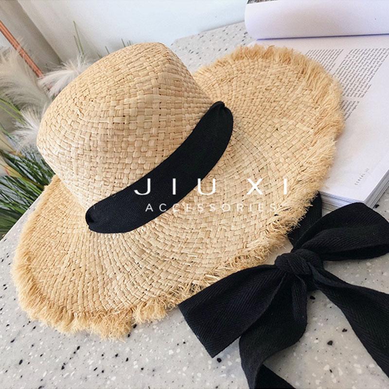 Summer Natural Raffia Sun Hat For Women Wide Brim Fashion Floppy Shade Dome Straw Hat Girl Outdoor Vacation Beach Hat Panama