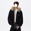 Men's American Style Mountain Eagle Fur Collar Cotton Jacket - Winter Retro Casual Warm Outerwear 