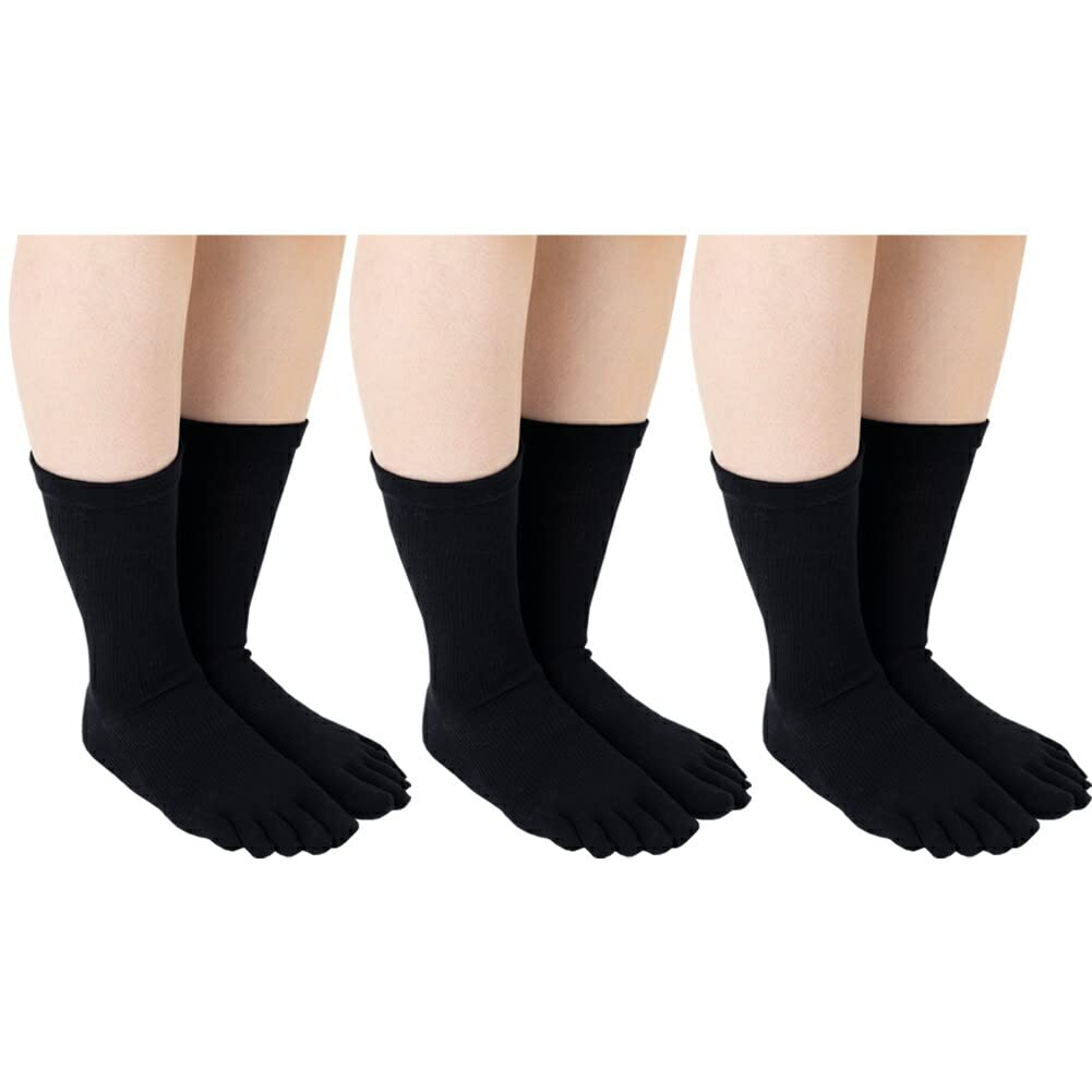 

3 пары носков Crew 5 Toe Socks S Swelling Nurse 5 Сделано в Японии [Lasante] Носки, компрессионные, длинные, [10353] (22-24см), Черный, Подтягивающий, Рельеф,