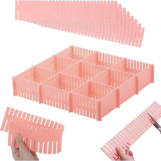 14.5 in White Adjustable Drawer Dividers, TWUTGAYW 8PC DIY Grid Drawer Organizer Dividers, Plastic Organizer Separator for Socks Underwear Makeup розовый