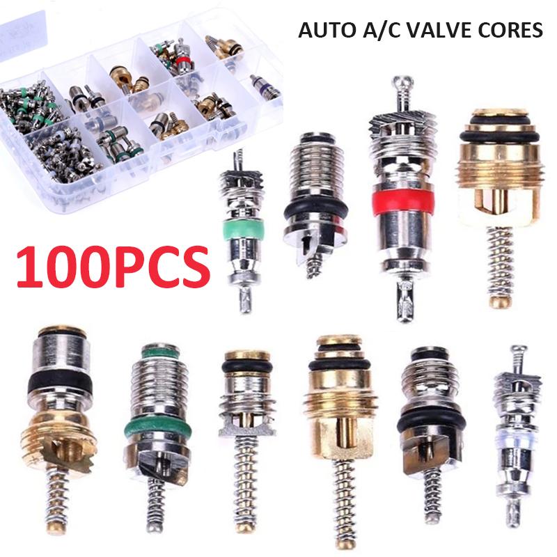 

100 шт./кор. автомобильный автоматический AC/C клапанный сердечник для R134A клапаны кондиционирования воздуха Ассортимент комплект