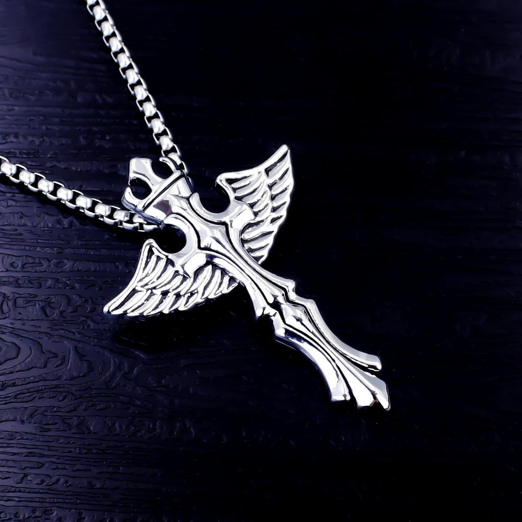 European and American Jewelry Titanium Steel Angel Sword Pendant Punk Retro Trendy Men's Necklace