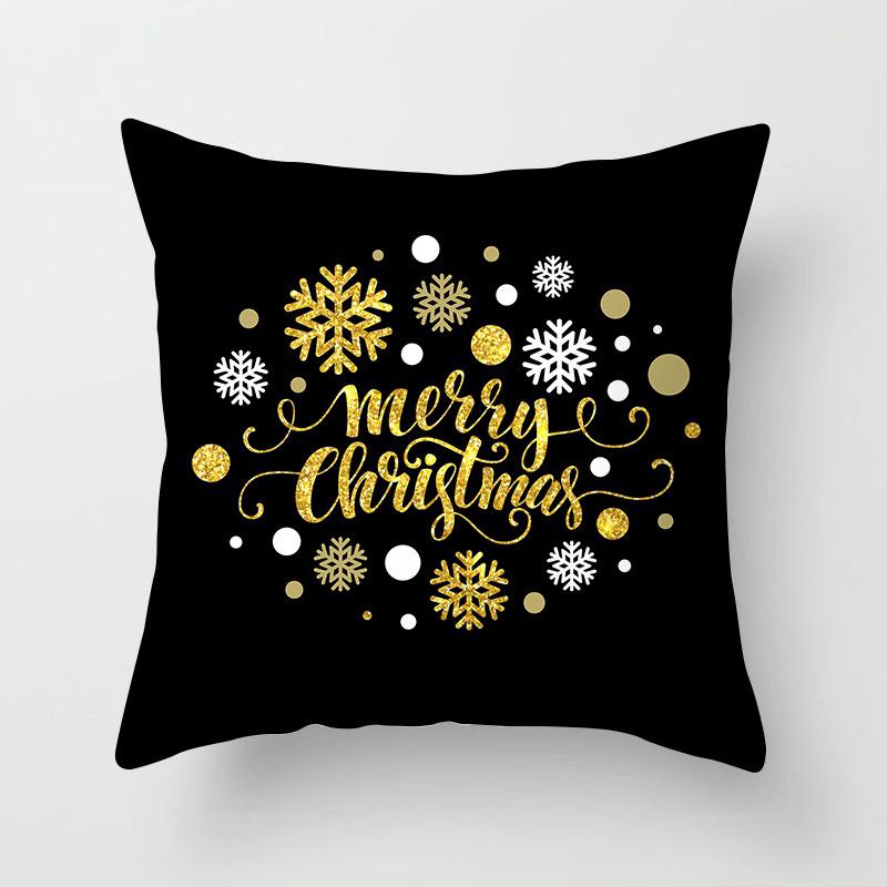 New Year Christmas Snowflake Elk Print Cushion Cover Home Living Room Sofa Decoration Square Polyester Pillow Cover