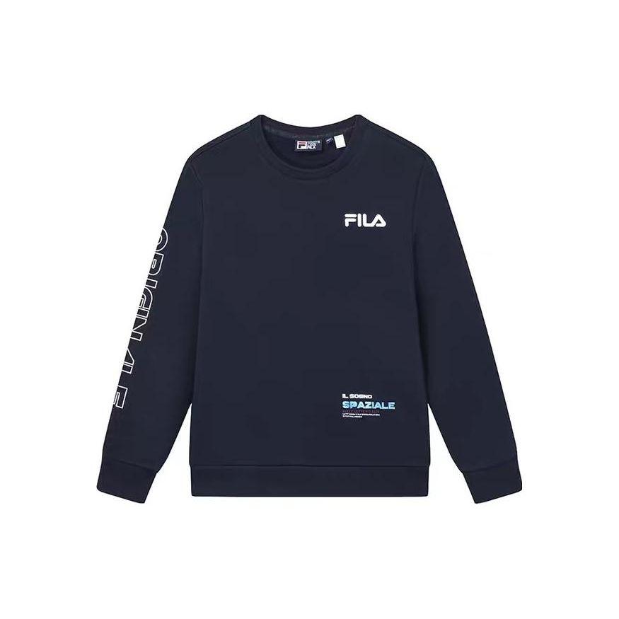 Fila Fashionable Simple Round Neck Long Sleeve Sweater Men Sweater Legendary-Blue F51M349213ANV