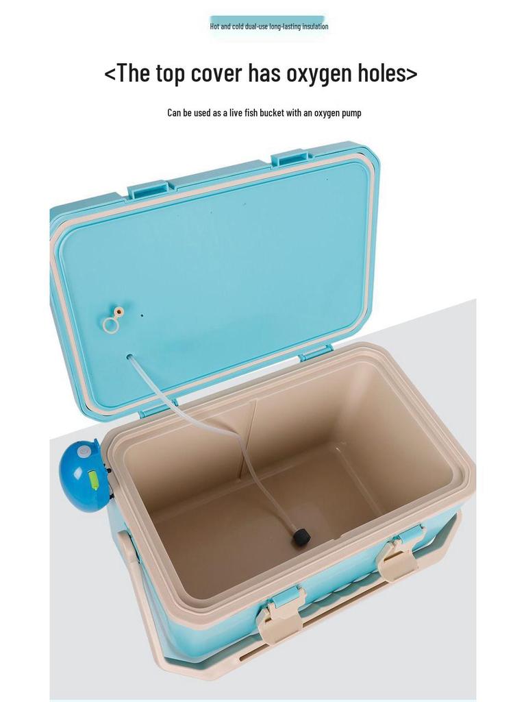 Sea Fishing Insulated Tackle Box with Oxygenator - Lightweight, Refrigerated, and Perfect for Live Shrimp.
