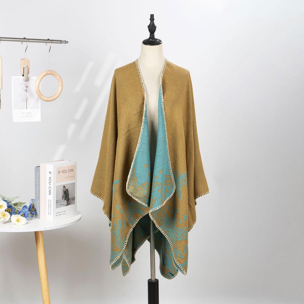 Double-Sided Cloak, Ethnic Style Pattern Shawl, High-End Wear, Women Wear Warm Shawl Jacket On Both Sides