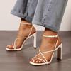 Fashion Eilyken Women Sandals Open Toe Narrow Band Buckle Strap Pumps Fashion Summer Buckle Strap Square High Heels Ladies Shoes