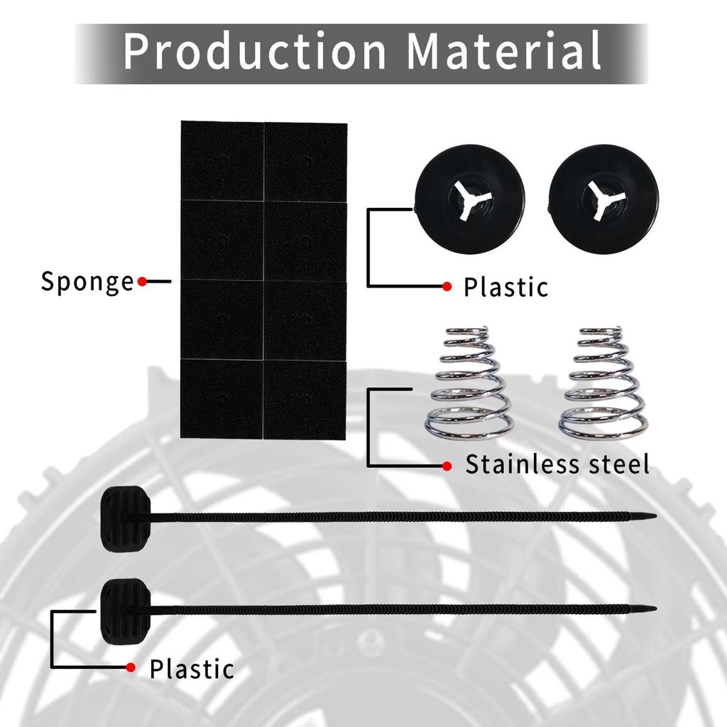 Zqkimzi Zestaw montażowy wentylatora, Zestaw montażowy wentylatora chłodnicy - Elektryczny zestaw montażowy wentylatora chłodnicy