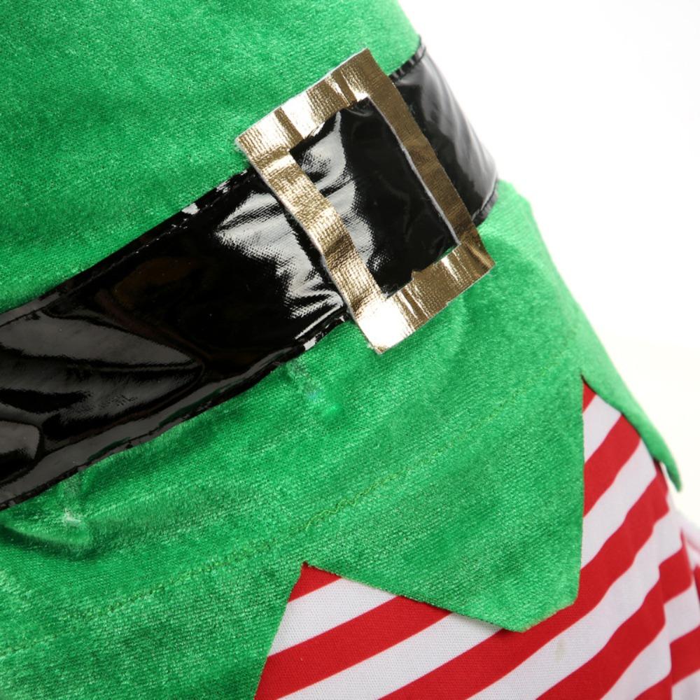 Green Elf Pet Cosplay Costumes Winter Warm Comfortable Christmas Dog Clothes Striped Pet Clothing Puppy Vest Coat Dressing Up
