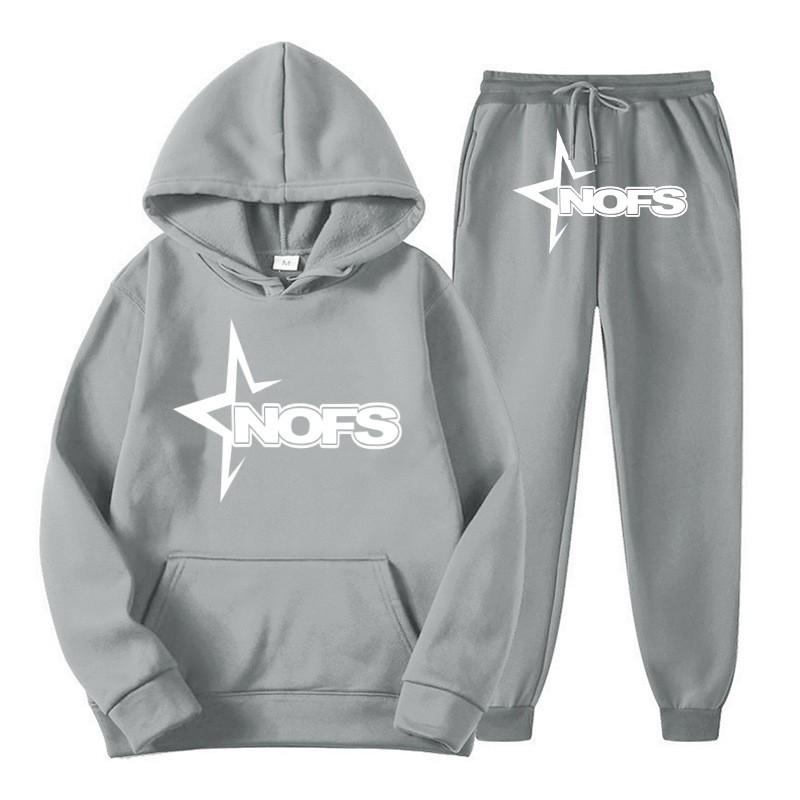 Unisex Streetwear Hoodie Jogger Set Casual Loose Fit Print Sweatshirt Pants Outfit