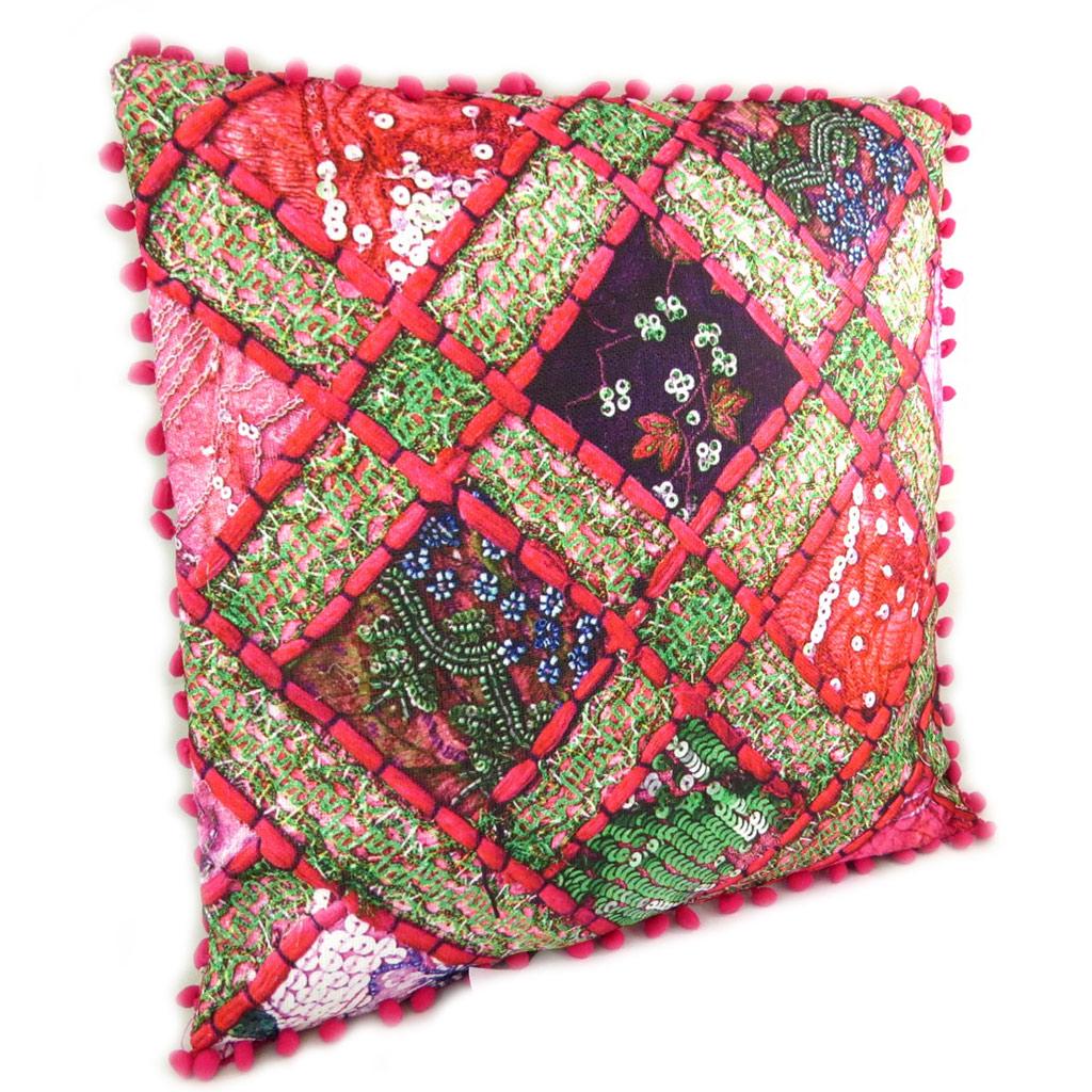 Les Trésors De Lily [P8797] - Etnický polštář 'Boho' růžový vícebarevný (patchwork) - 45 cm