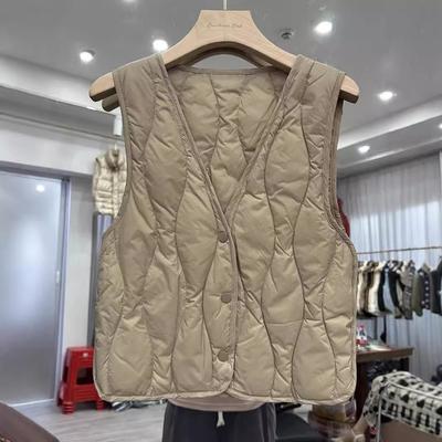 Gilet veste légère en duvet pour femme, petit gilet court, nouveau produit d'automne, style étranger, petit gilet intérieur en duvet de canard