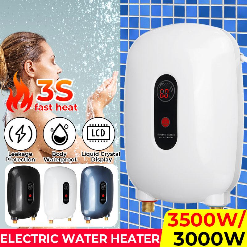 3500W/3000W Electric Hot Water Heater 3-second Household Instant Water Heating Tankless Bathroom Shower Heater Temperature Control