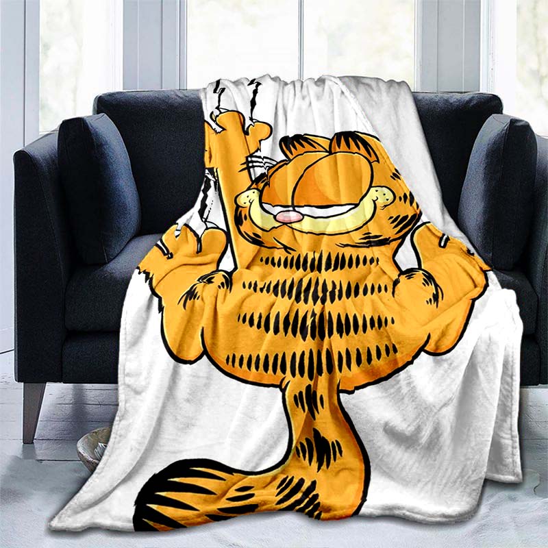 

Одеяло с принтом Гарфилда, плюшевое одеяло для взрослых, домашнего офиса, дивана, путешествия, теплые повседневные студенческие одеяла, фланелевое одеяло с рисунком кота 75x90cm