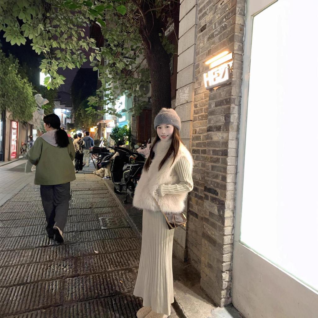 Imitation cashmere fur vest women's autumn and winter new fox fur jacket short stand-up collar