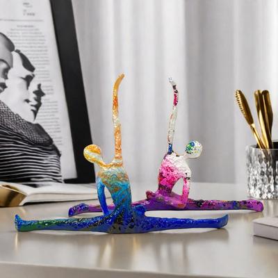 Soyut Yoga Figür Heykelleri Renkli Grafiti Sanatı Figürin Modern Tarz Ev Oturma Odası Masaüstü Şarap Dolapları Reçine Süsler