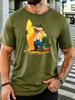 Unisex Short Sleeve T Shirt Surfing Crocodile Graphic Tee Beach Print Tops Summer Soft Cotton Casual Street Wear For Adult Male