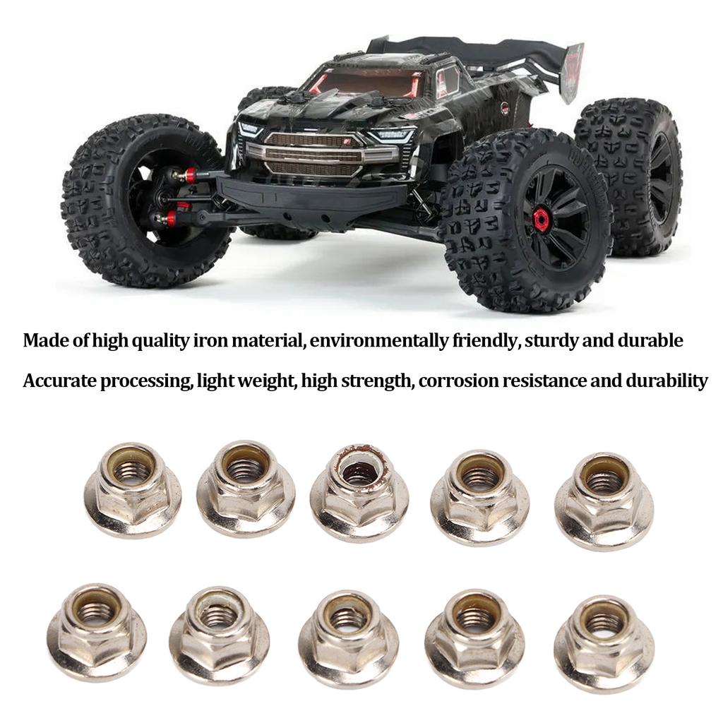 10 Pcs Lock Tire Nut Corrosion Resistant RC Model Car M5 Flange Nut Lock Tire Nut