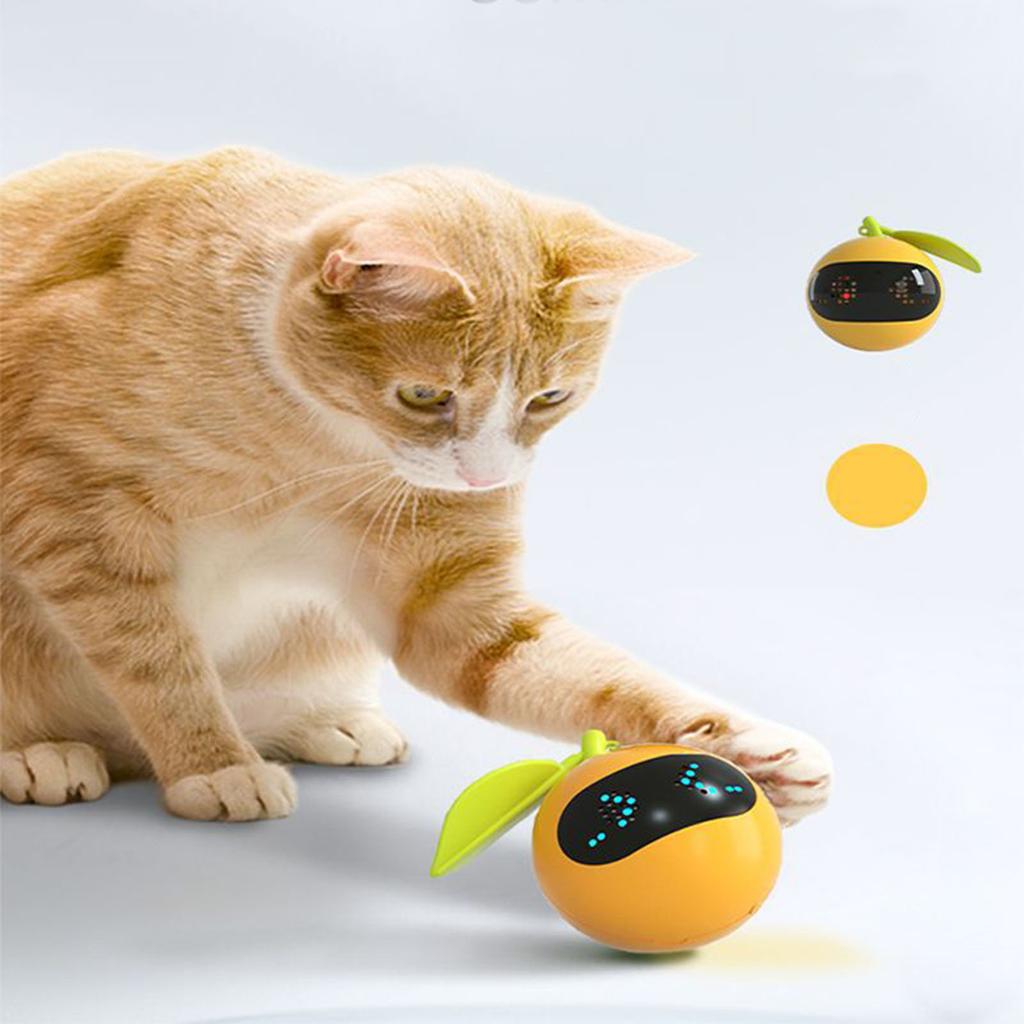 Electric Self Rotating Cat Toy with Laser Red Dot Interactive Automatic Smart Jumping Ball Orange