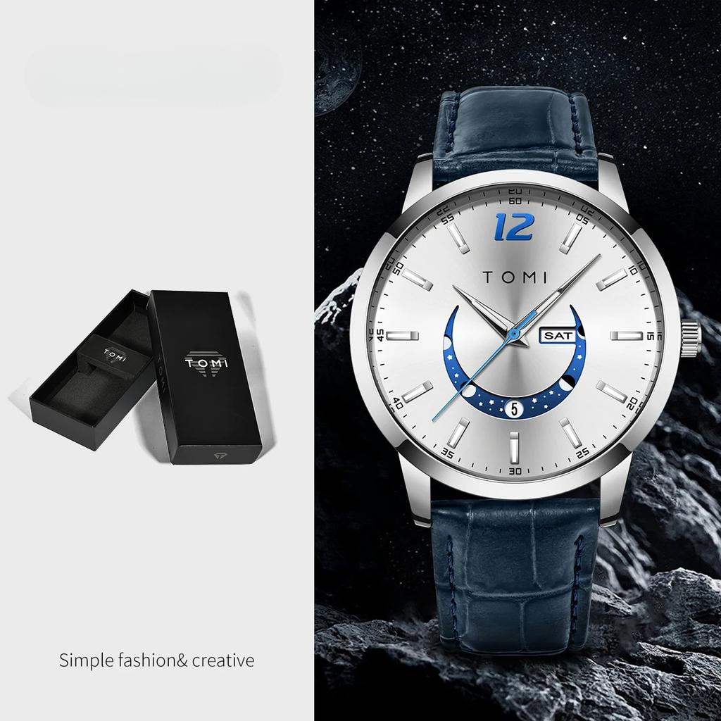 Luxury Business Fashion Quartz Watch with Leather Strap Alloy Case Pointer Dial-Premium Design Men's Gift