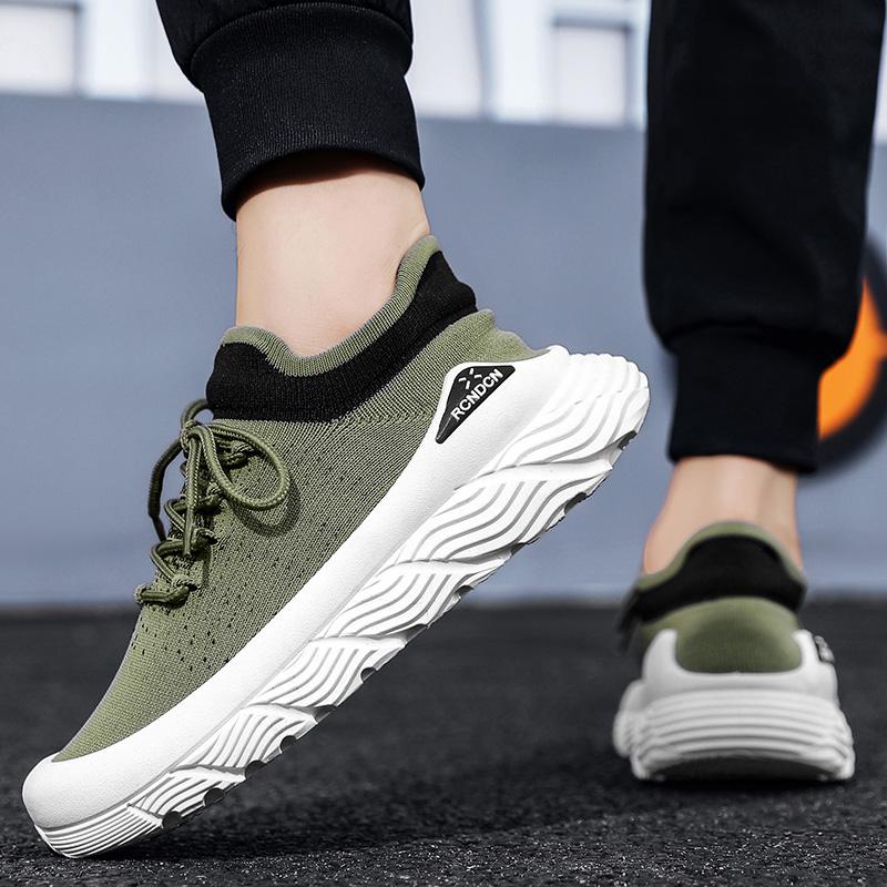 Men's Shoe Fly Woven Lightweight Comfortable Men's Safety Shoes Casual Breathable Sneakers Fashionable Lace Up Running Shoes