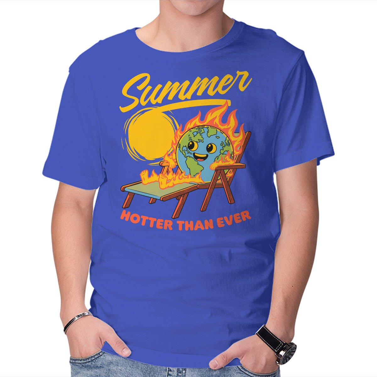 Unisex Crew Neck T-Shirt Summer Burn Earth Graphic Short Sleeve Casual Tee XS