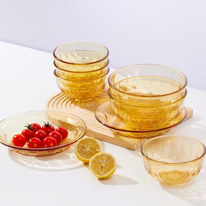 Lock  Lock Crystal Amber Glass Dinnerware Set