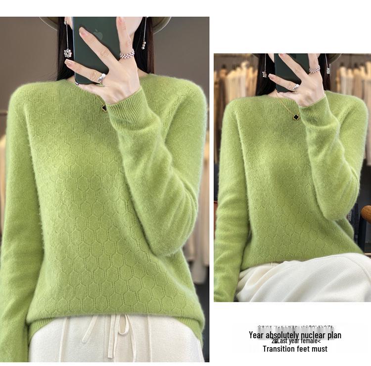 2023 Women's Wool Sweater: Round Neck, Solid Color, Loose Fit Pullover Knitwear