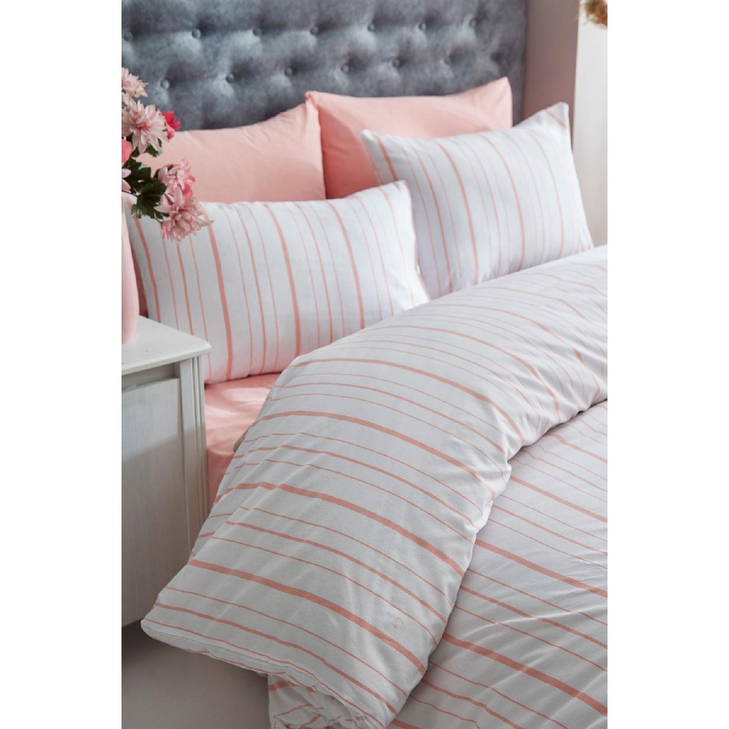 

Striped Salmon Single -person Cotton Linen Linen Set жовтий