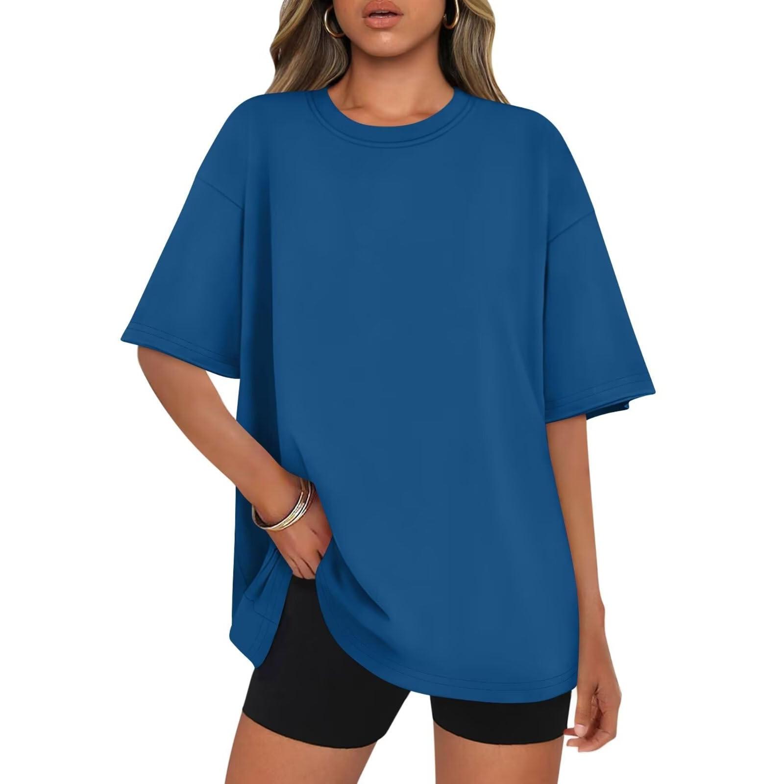

Женские повседневные свободные рубашки модные топы футболки футболки M синий