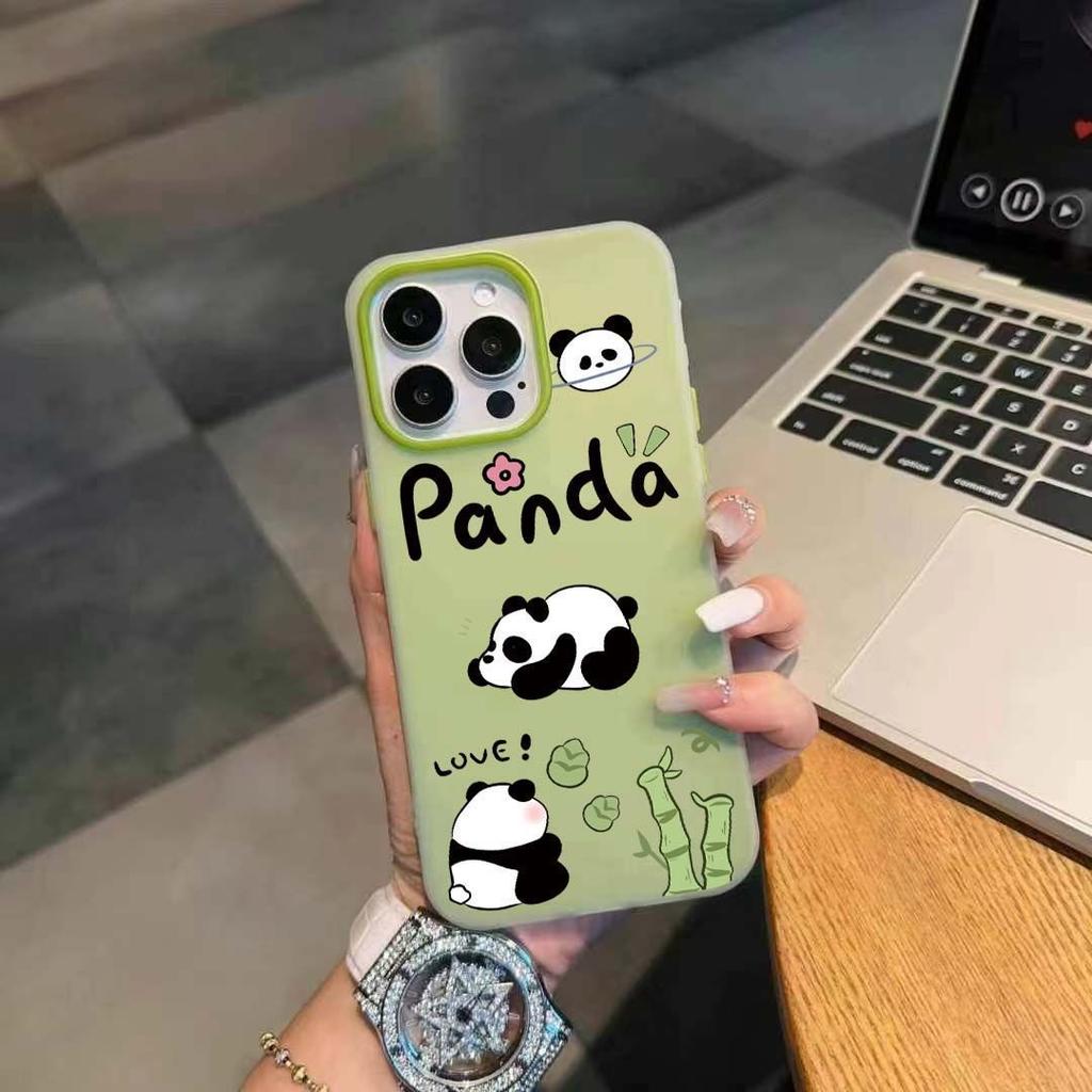 Bamboo shoot panda is suitable for Apple 16/17promax mobile phone case iPhone15 skin matte 14 2-in-1 Air
