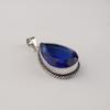 Blue Sapphire Gemstone Silver Pendant 1.8" , 925 Sterling Silver Jewelry, Partywear Pendant, Valentine's Day Gift For Wife PP-65-6