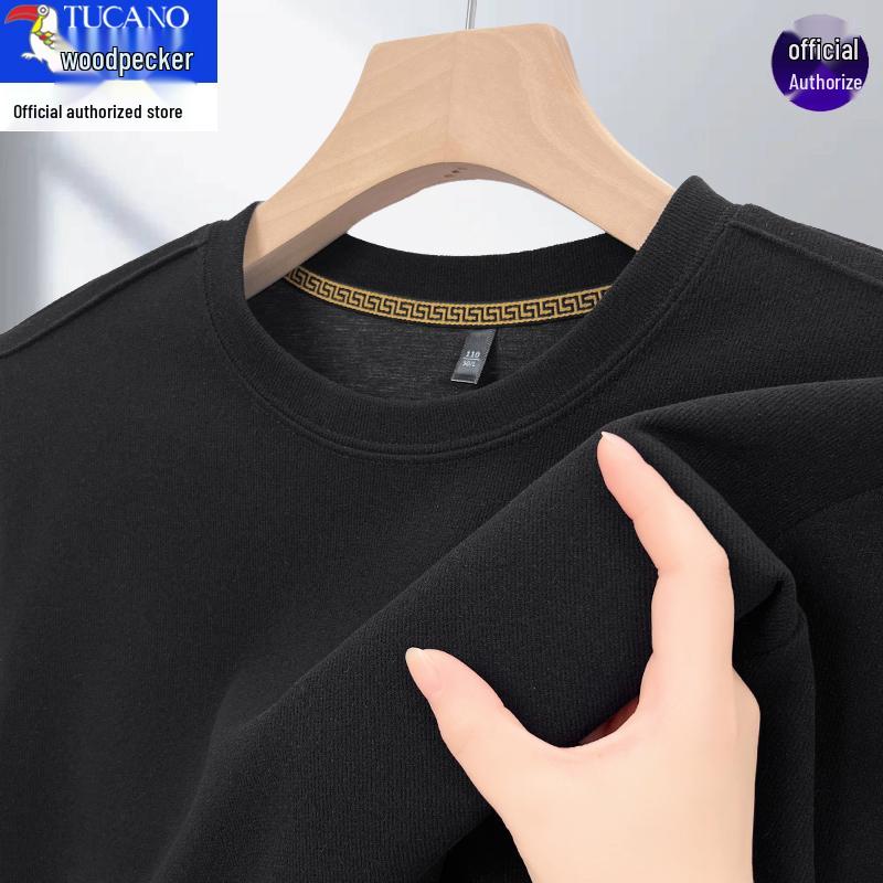 Woodpecker Men's 2025 Fleece-Lined Crew Neck Long Sleeve Sweatshirt for Autumn/Winter