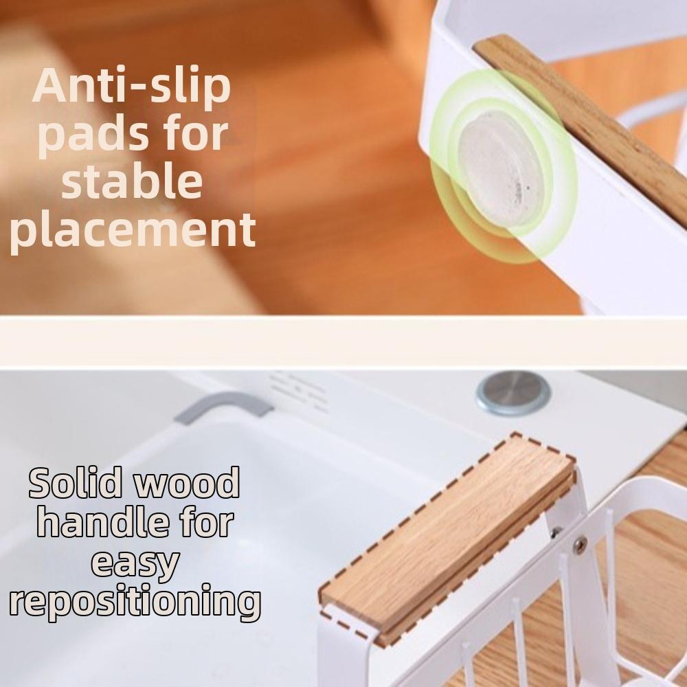 Large Capacity Dish Drying Drain Rack Wooden Handle Tableware Storage Rack  Apartment