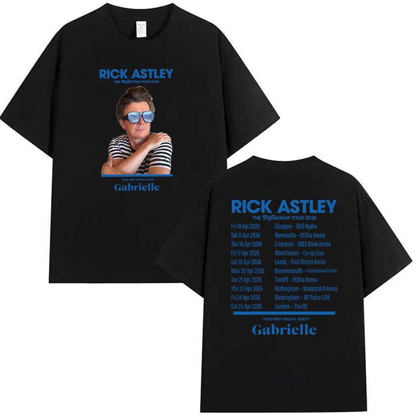 Rick Astley Reflection Tour 2026 Print T Shirts Unisexs Retro High Quality Fashion Tshirt Casual Oversized Cotton Tees Streetwear