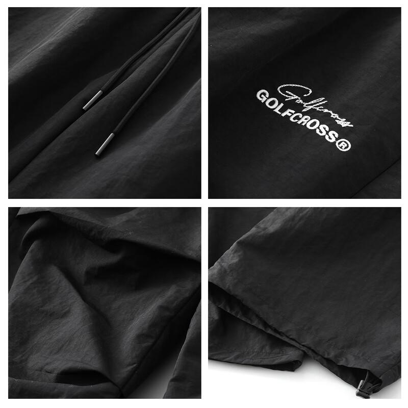 GOLFCROSS Unisex Pleated Letter Embroidery Drawstring Workwear Pants