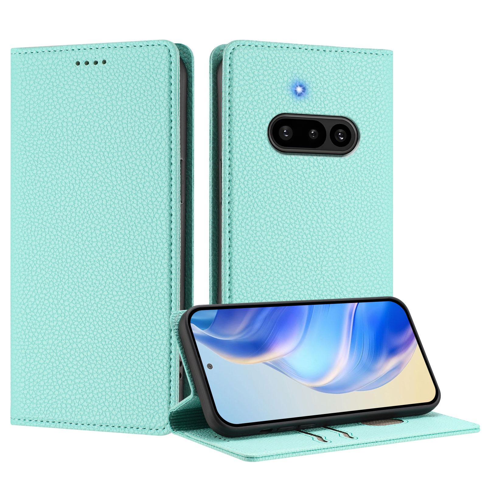 

For Nothing Phone (3a) Wallet Case RFID Blocking Litchi Texture Leather Mobile Cover Mint Green