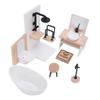 1:12 Scale Miniature Dollhouse Bathroom Set Mini Shower Room Toilet Sink Bathtub Stool Faucet Furniture Accessories