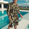Summer Quick Drying Men's Sports Set 2-Piece 3D Printing Gold Line Black Set European Luxury Style Men's T-shirt+Beach Pants