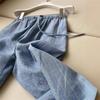 Women's High-Waisted Blue Stripe Linen Wide-Leg Pants - Slimming & Comfortable Summer Trousers